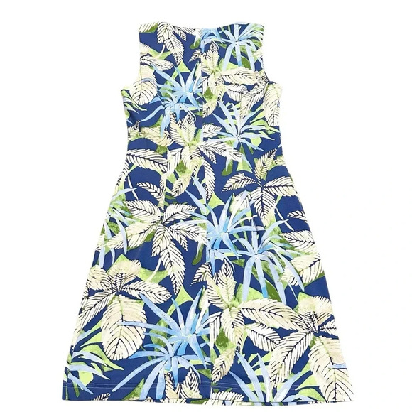 J.McLaughlin Women’s Sheath Sleeveless Blue Dress Tropical floral Size XS - Picture 2 of 12